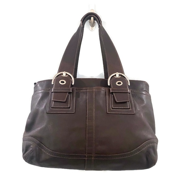 Coach Brown Large Leather Satchel Shoulder Bag - Picture 1 of 9